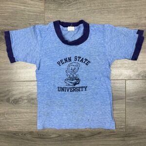Vtg Penn State Toddler Tee | 80s Mascot Ringer Shirt | Size 2T | Fair Condition
